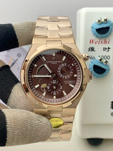Vacheron Constantin Overseas 47450 Dual Time Automatic Men’s Watch, 42mm, 18K Rose Gold, Silver Dial
